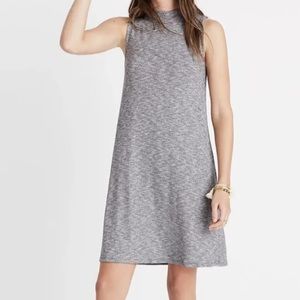 MADEWELL - Rib Knit Swing Tank Dress Sleeveless Mock Neck Marled Gray Large NWOT